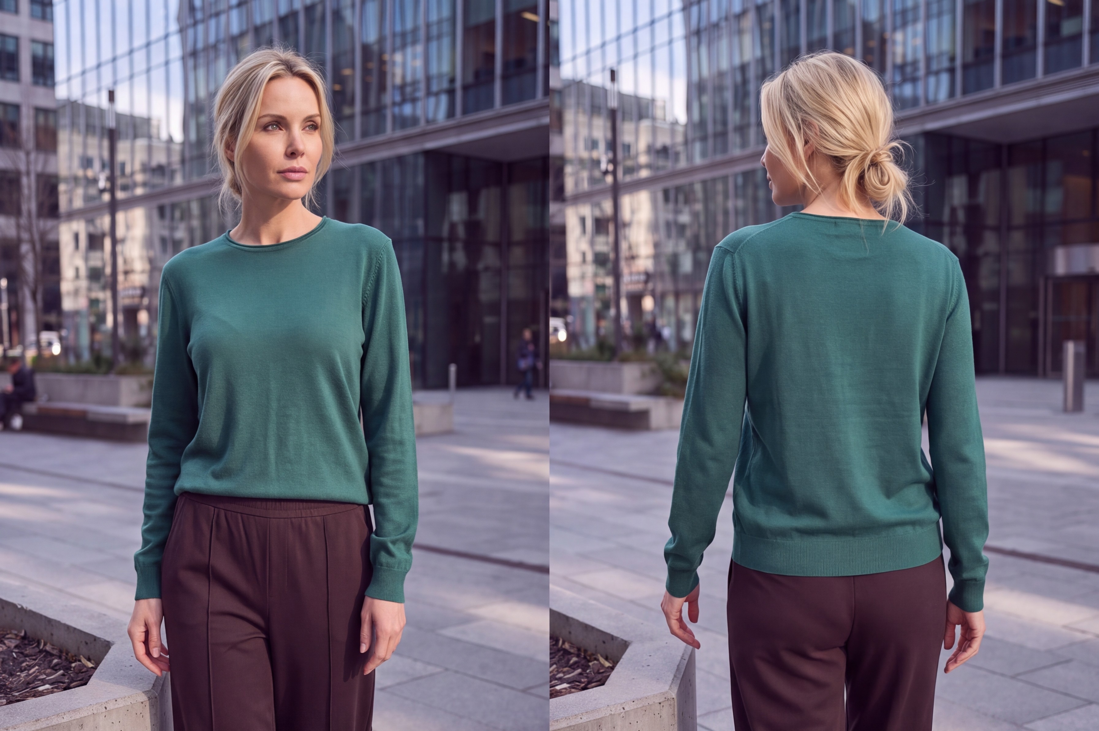 Dámsky pulóver s okrúhlym výstrihom H.WINTER EMERALD GREEN smaragdovo zelená s.WEAR 5